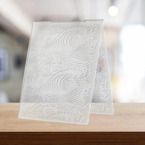 Miniatura 3 de Estivaux Carpetas de estampado de olas marinas para hacer tarjetas, carpetas de plástico de cirros de 5.7 x 4.2 pulgadas, plantilla de verano