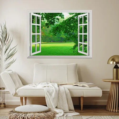 Miniatura 3 de wall26 Adhesivo de pared extraíble/mural de pared – Parque en otoño, decoración de pared creativa de ventana – 24 x 32 pulgadas Parque en Otoño-2