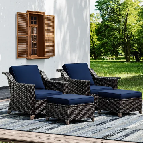 Miniatura 27 de Joyside Sofá de patio – Sofá de ratán de 3 plazas, sofá de respaldo alto para todo tipo de clima, tamaño grande mejorado con cojines de asiento de 4