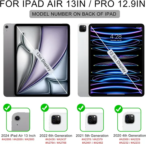 Miniatura 2 de Soke Funda para iPad Air de 13 pulgadas (M3 2025/M2 2024) con soporte para lápices, [Encendido/apagado automático + protección de la cámara] a