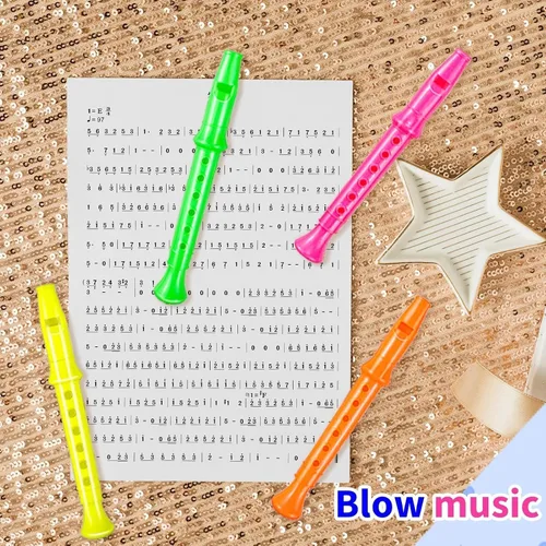 Miniatura 4 de Paquete de 12 grabadoras de plástico de 5.5 pulgadas para niños, flauta de colores mixtos, instrumento musical, juguete para recuerdos de fiesta