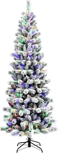 Miniatura 25 de Goplus Árbol de Navidad negro sin luz de 7.5 pies, árbol de Halloween artificial con 1258 puntas de rama, soporte de metal, árbol completo
