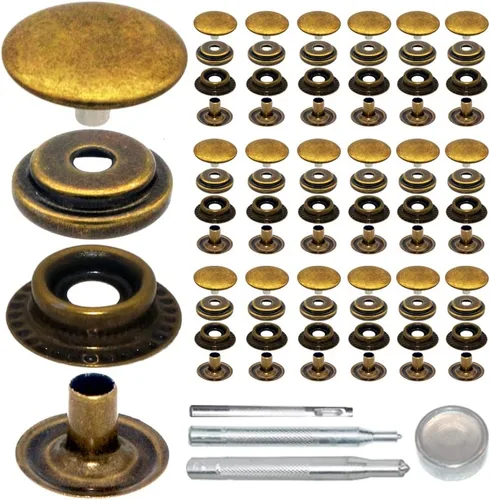 Miniatura 8 de 60Sets 0.492 in de acero inoxidable sujetador Snap Press Stud botón kits para abrigos bolsas cueros barco marino lona plata sin herramientas