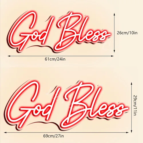 Miniatura 3 de Letreros de neón con texto en inglés «God Bless