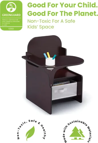 Miniatura 6 de Delta Children MySize - Escritorio con silla con compartimento de almacenamiento + caja de juguetes MySize Deluxe, chocolate oscuro (paquete)