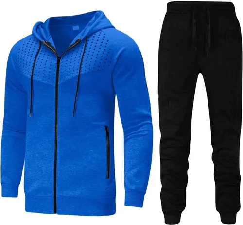 lcepcy Men Fashion Tracksuit Set Full-zip Hoodie Sweatsuit Sets Casual Jogging Athletic Suits Warm Sports Gym Training Wear