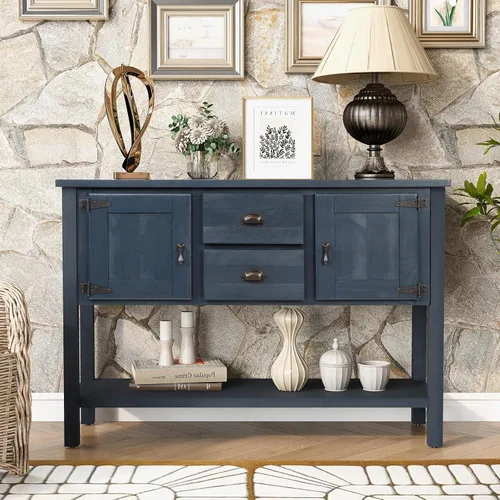Miniatura 7 de LKTART Aparador de 46 pulgadas, gabinete de buffet de granja con cajones de almacenamiento y estante inferior para sala de estar, cocina, entrada
