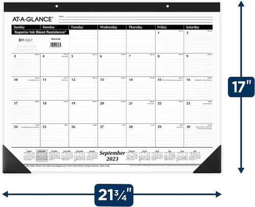 Miniatura 5 de AT-A-GLANCE Calendario de escritorio académico 2023-2024, almohadilla de escritorio mensual, 21-3/4 x 17 pulgadas, bloques diarios a rayas, estándar