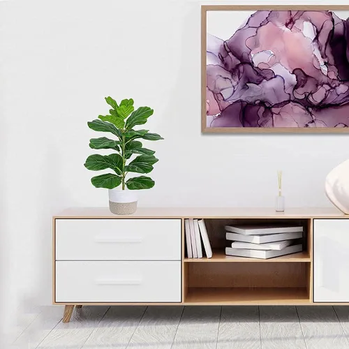 Miniatura 8 de Árbol de higuera de hoja de violín artificial y ficus de lira para decoración de oficina en el hogar, 30 pulgadas