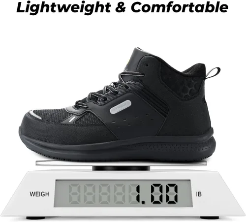 Miniatura 5 de FitVille Botas de trabajo anchas para hombre, puntera compuesta, zapatos de seguridad para el trabajo, botas de trabajo antideslizantes