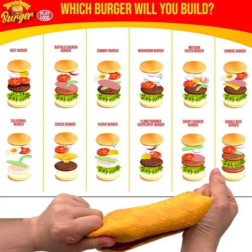 Miniatura 5 de Stretcheez Hamburguesa – Comida de juego para niños – Alimentos y coberturas elásticos – Mezcla y combina – Colecciónalos todos – Funciona
