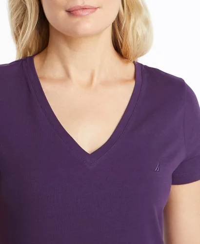 Miniatura 7 de Nautica Camiseta de algodón elástico con cuello en V para mujer Easy Comfort
