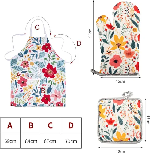 Miniatura 2 de 5 Pcs Kitchen Stuff Accessories, Kitchen Oven Mitts and Pot Holders Sets with Cooking Kitchen Aprons for Women,Gifts for Women 5 piezas