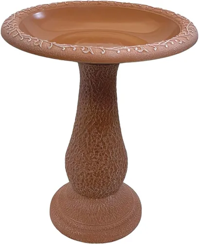 Miniatura 6 de Tierra Garden Baño para pájaros para exteriores, cuenco y soporte de baño de arcilla de fibra marrón de 24 x 19 pulgadas, fácil montaje, resistentes