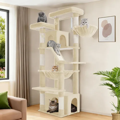 Hzuaneri Árbol grande para gatos, torre para gatos de interior de 72 pulgadas de alto para 6 gatos grandes, actividad de escalada de esquina para