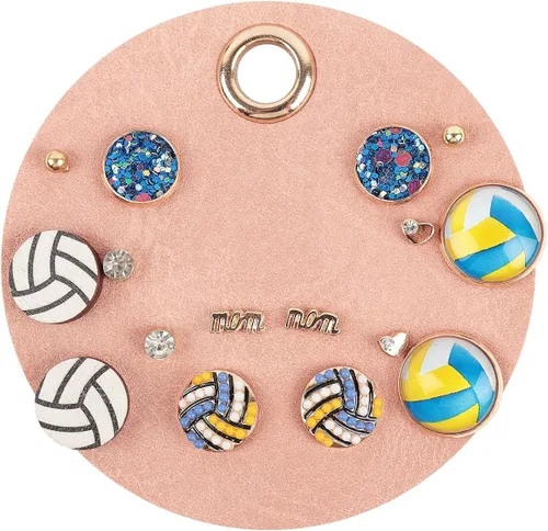 Juego de aretes deportivos para mujer, varios pares surtidos, paquete múltiple, aretes tipo dormilona para niña, regalo de joyería para deportes,