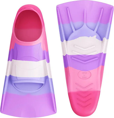 Miniatura 32 de Gintenco Aletas de Natación, Aletas de Entrenamiento de Natación para Niños para Natación de Vueltas, Aletas de Tamaño de Viaje con Bolsa de Malla