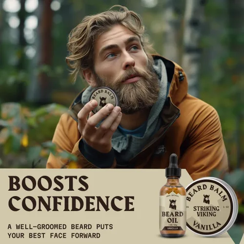 Miniatura 7 de Striking Viking Aceite y bálsamo para barba, acondicionador sin enjuague para barba, domestica, estiliza, suaviza e hidrata la barba y el bigote.