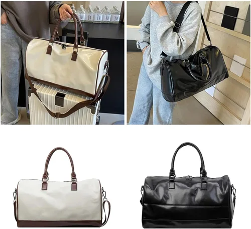 Miniatura 2 de Large Capacity Fitness Bag Travel PU Leather Shoulder Luggage Fashion Sport Overnight For Vacation Travel For Women Men Overn