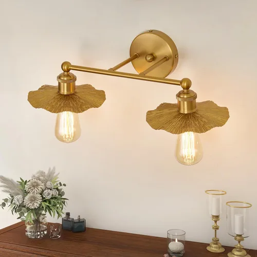Miniatura 6 de ZGLAOJT 2 Luces Vintage para Tocador Doradas Accesorios de Iluminación para Baño Sobre Espejo.