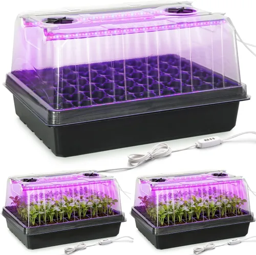 Miniatura 11 de RooTrimmer Paquete de 4 bandejas de inicio de semillas con cúpulas de humedad de 5 pulgadas de alto, kit de germinación de plantas reutilizables