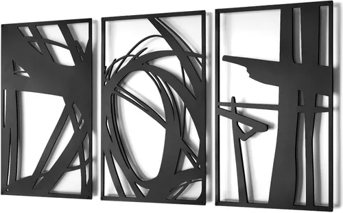 Pinetree Art Decoración artística abstracta de metal para pared, paquete de 3 arte moderno para pared, decoración de línea minimalista, esculturas
