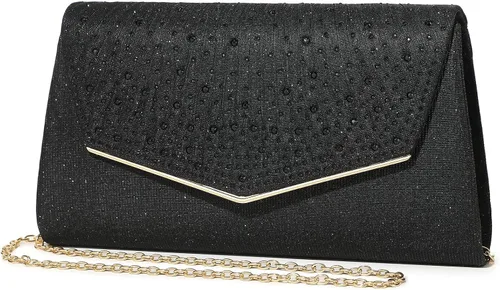 DETARA Bolsos de noche para mujer, con lentejuelas con purpurina, monederos de mano para mujer, de cristal brillante, falp, formal, boda, fiesta,