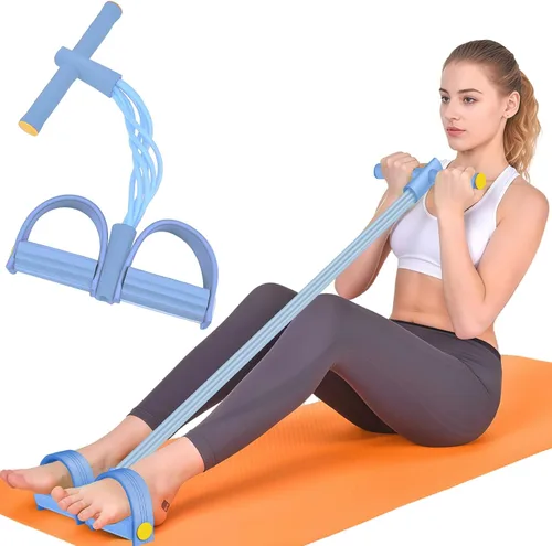 Bandas de resistencia con asas, bandas elásticas de resistencia de pedal de 6 tubos para entrenamiento, bandas de ejercicio de goma natural