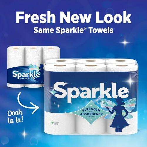 Miniatura 4 de Toallas de papel Sparkle, tamaño a elección, 24 rollos dobles (total de 2,640 hojas) - Toallas resistentes de 2 capas para limpieza de cocina