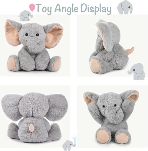 Miniatura 5 de TCBunny Peluche de elefante bebé para dormir, 11 pulgadas, niños, Aichie (gris)