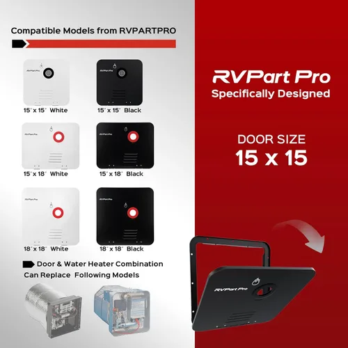 Miniatura 4 de 15" x 15" RV Water Heater Black Door and Flange Combination