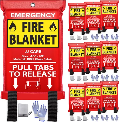 Miniatura 13 de JJ CARE Manta contra incendios – 2 paquetes con ganchos y guantes – Manta de emergencia contra incendios para el hogar y la cocina, mantas