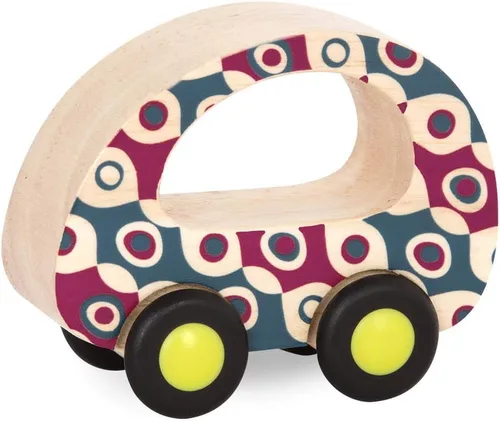 Miniatura 9 de B. toys Juego de autos de juguete de madera con 6 vehículos coloridos para niños y niños pequeños - Camiones duraderos - Fácil - Juguetes para niños