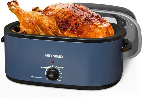 Miniatura 14 de HEYNEMO Horno Tostador 24Qt, Horno Eléctrico para Pavo de 1450W con Buffet, Tapa de Autohilvanado, Asas de Tacto Frío, Bandeja y Parrilla Plateado