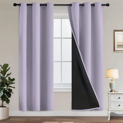 Miniatura 353 de Yakamok Cortinas negras, cortinas de ventana con aislamiento térmico y eficiencia energética para dormitorio, cortinas opacas completas y cortinas