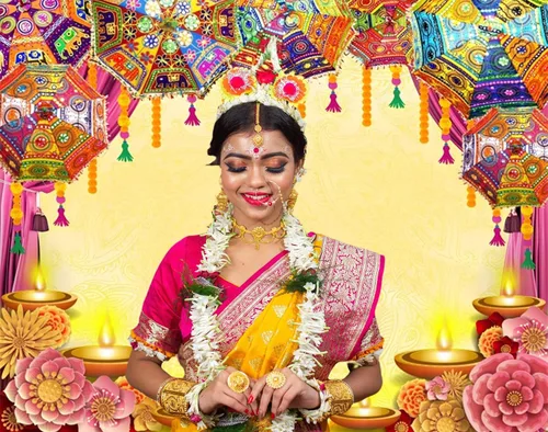 Miniatura 6 de Telón de fondo indio Diwali Pooja para fotografía, 10 x 8 pies, vinilo indio, tradicional, Puja Ganpati Mehndi Diwali, Festival de fotos, decoración