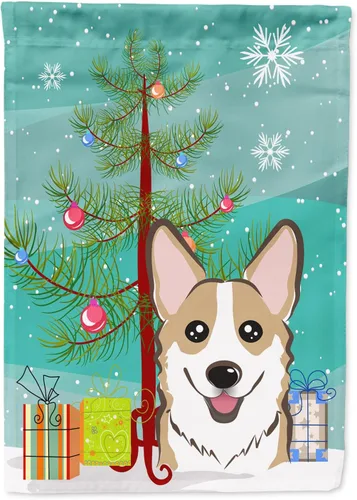 Miniatura 78 de Caroline's Treasures BB1622CHF - Bandera de casa Shih Tzu con árbol de Navidad y gris plateado para porche, grande, para colgar en la pared