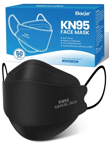 Miniatura 24 de Borje Mascarillas KN95, paquete de 50, transpirables, cómodas y desechables, mascarillas KN95 para adultos Azul polvoriento = 50