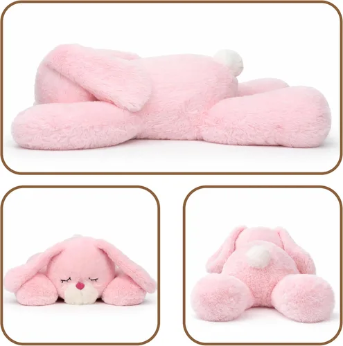 Miniatura 6 de Conejito de Pascua con peso, peluche suave de conejo con peso, lindo conejo rosa, regalos de cumpleaños y Pascua para niños, niñas y adultos