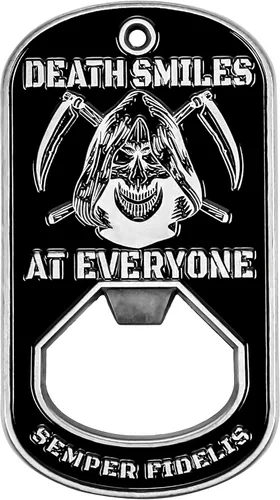 Miniatura 4 de Military Gift Shop One USMC Death Smiles at Everyone – Marines Smile Back - Abridor de botellas de identificación para perro – Abrebotellas