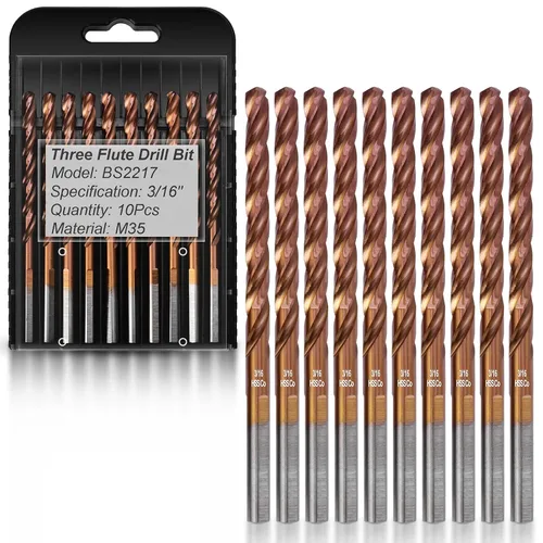 Miniatura 10 de Juego de brocas de cobalto de 3 filos, M35 brocas de metal para metal y acero, caña de 3 planos, punta dividida de 135 grados, para acero