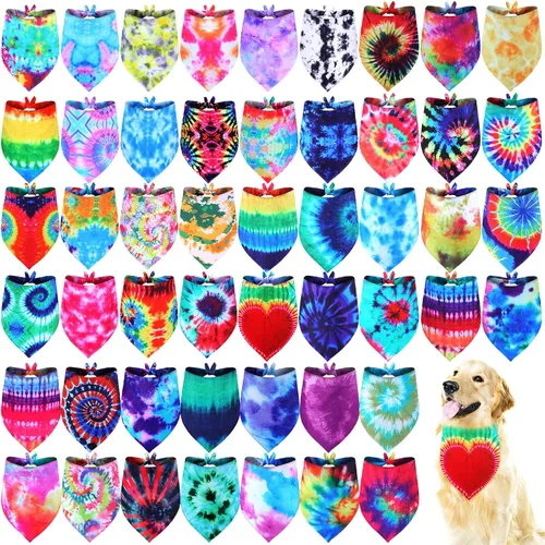 Silkfly 50 bandanas de verano para perros, bufandas para mascotas, para salón de aseo, triangular, lavable, babero, pañuelo, para fiestas de