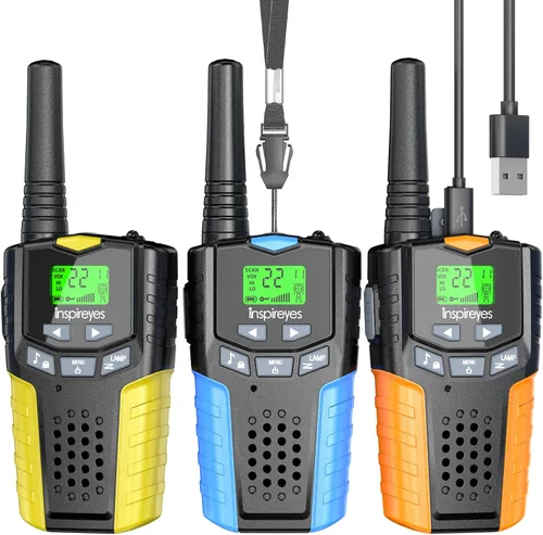 Miniatura 22 de Inspireyes Walkie Talkies para niños, paquete de 2 recargables de largo alcance, juguetes para niños y niñas de 3 a 12 años, juguete de radio de 2