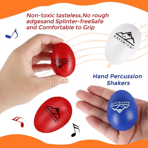 Miniatura 5 de EASTROCK Juego de 6 unidades de maracas musicales en forma de huevo, instrumentos de percusión de mano, plástico