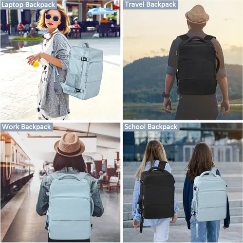 Miniatura 58 de Mochila de Viaje Snoffic para Mujer, Negro, 17 pulg.