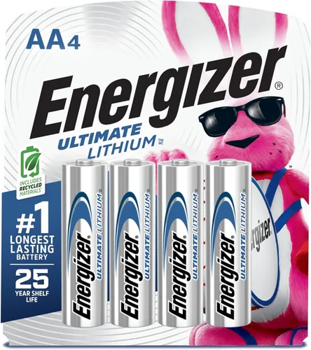 Energizer Ultimate Lithium AA Baterías (paquete de 4), Baterías de litio doble A de 1.5V