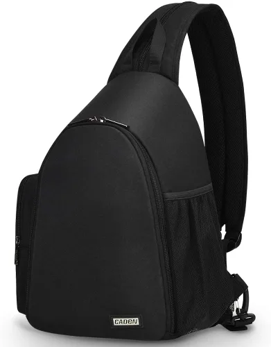 CADeN - Mochila para cámara estilo bandolera, maletín con soporte para trípode para cámaras DSLR/SLR sin espejo (Canon Nikon Sony Pentax) Negro