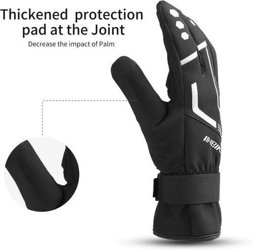 Miniatura 4 de INBIKE Guantes de ciclismo para hombres invierno a prueba de viento reflexivo almohadillas de gel térmico pantalla táctil
