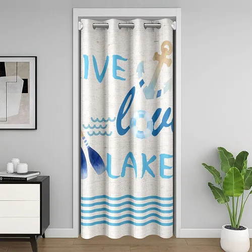 Miniatura 9 de Lake House - Cortina opaca de 34 pulgadas de ancho x 80 pulgadas de largo, cortina moderna para puerta con temática de barcos, cortina de puerta