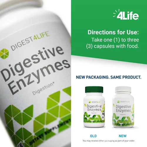 Miniatura 5 de 4Life - Digest4Life Digestive Enzimes - con amilasa, proteasa, lipasa, alfa galactosidasa, para descomposición de nutrientes y salud intestinal - 90